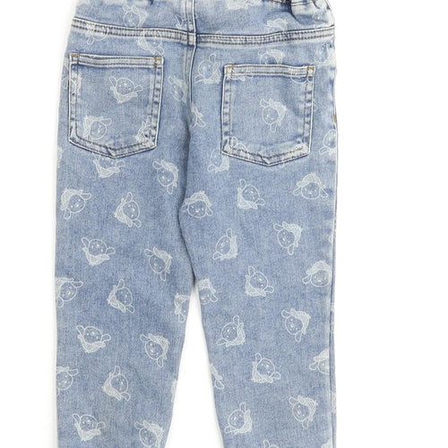 So Cute Girls Blue Geometric Cotton Straight Jeans Size 2-3 Years Regular Drawstring