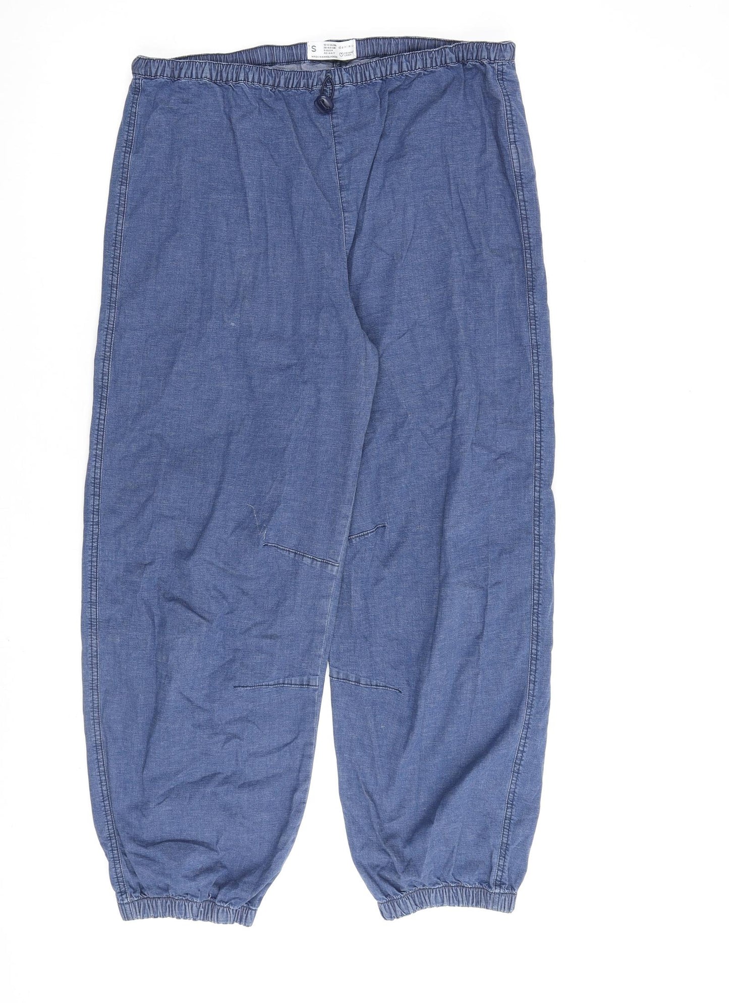 Denim & Co. Womens Blue Cotton Trousers Size 10 L27 in Regular Drawstring - 10-12
