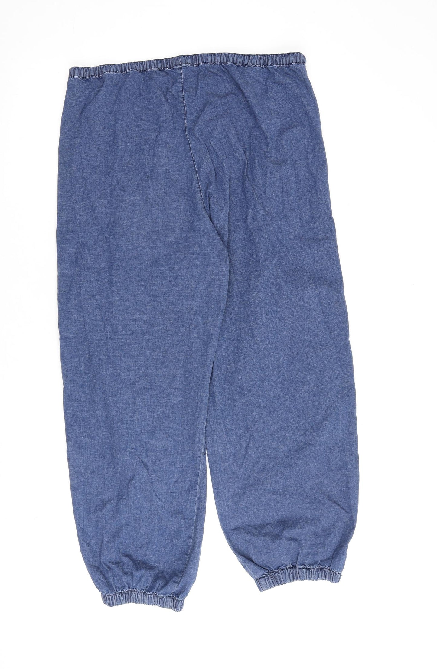 Denim & Co. Womens Blue Cotton Trousers Size 10 L27 in Regular Drawstring - 10-12
