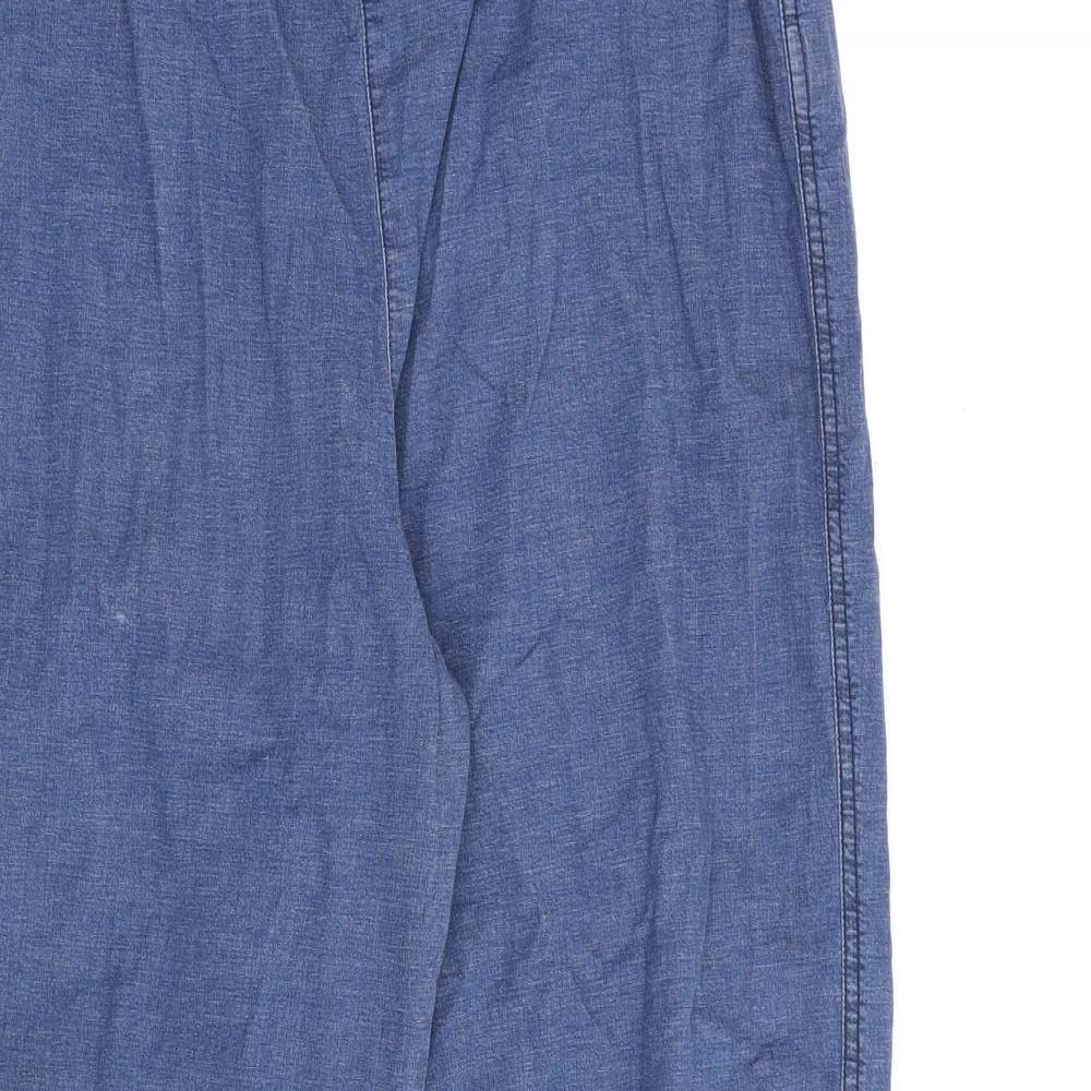 Denim & Co. Womens Blue Cotton Trousers Size 10 L27 in Regular Drawstring - 10-12