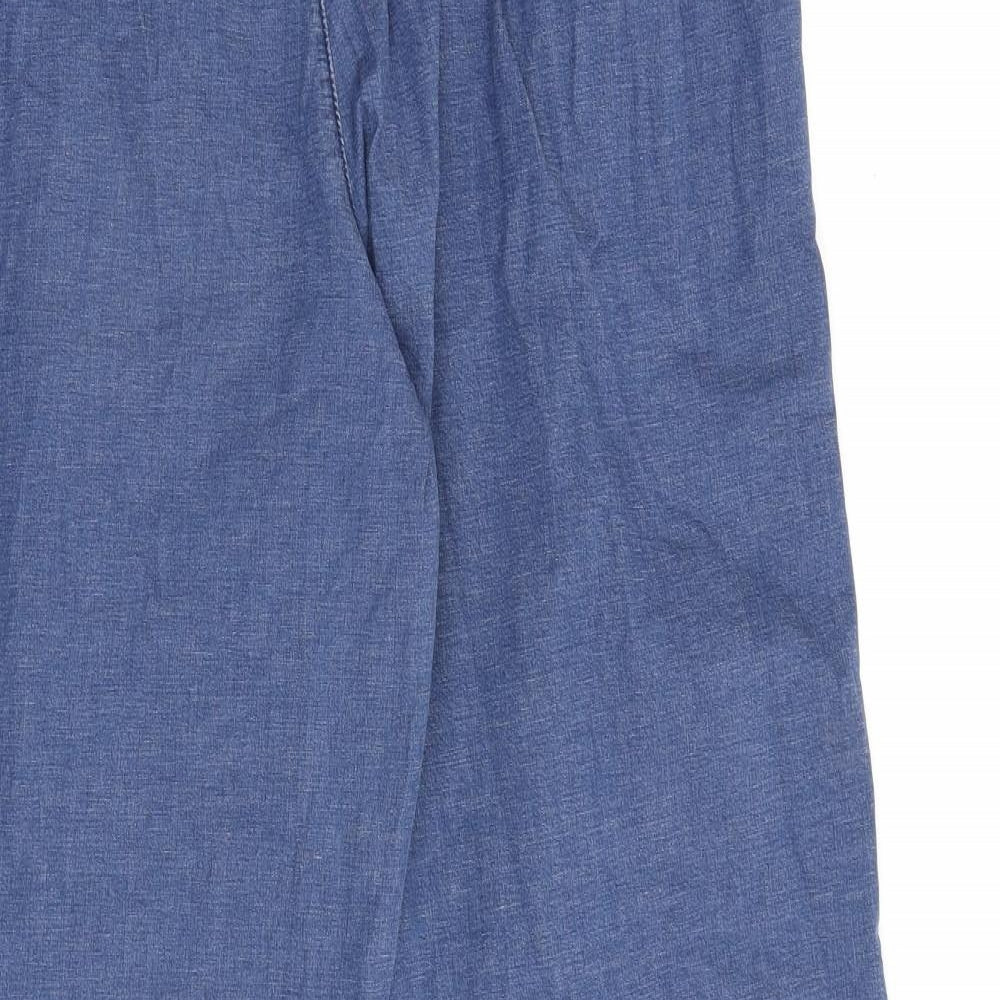 Denim & Co. Womens Blue Cotton Trousers Size 10 L27 in Regular Drawstring - 10-12