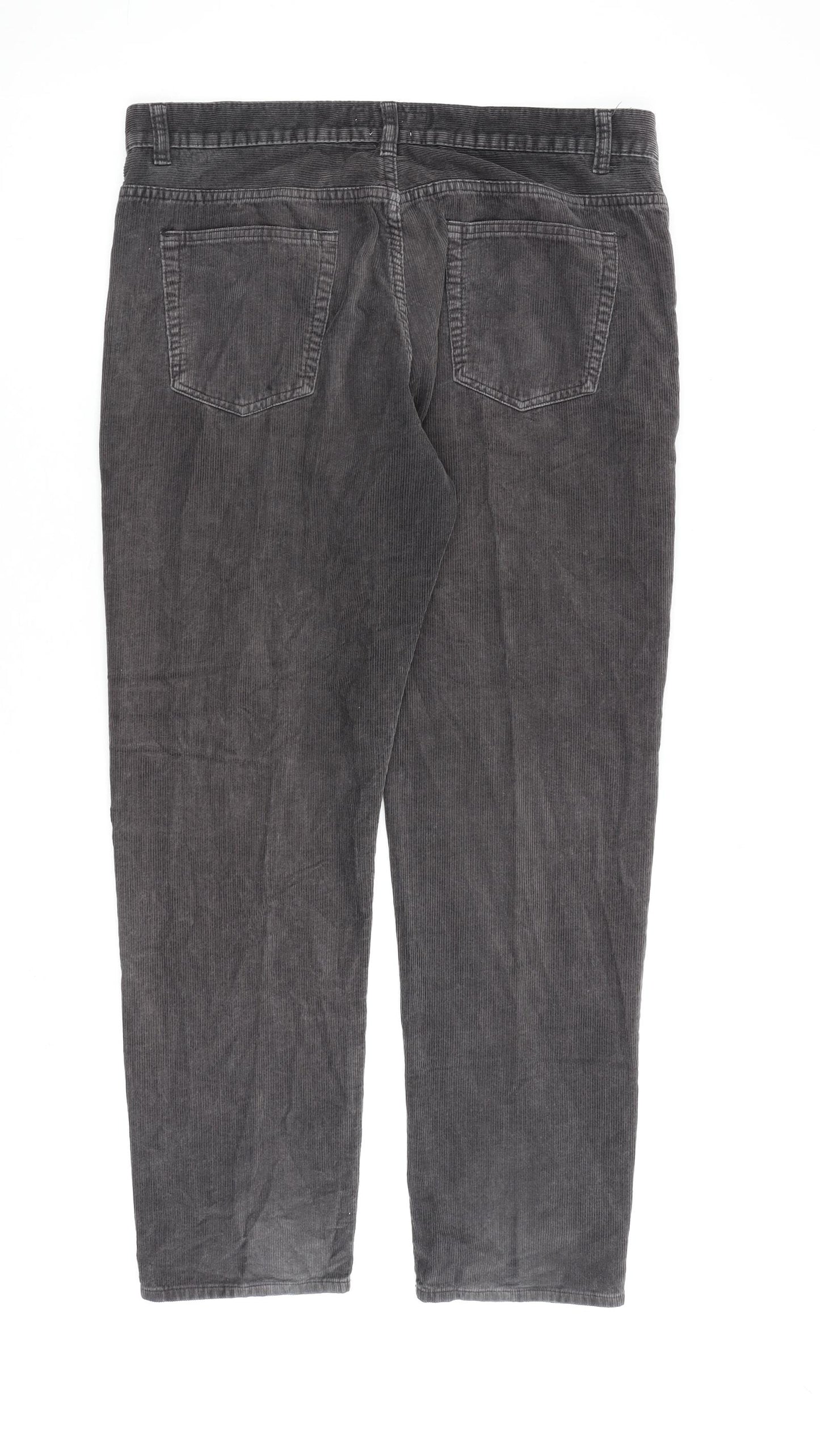 Easy Mens Grey Cotton Trousers Size 34 in L30 in Regular Zip