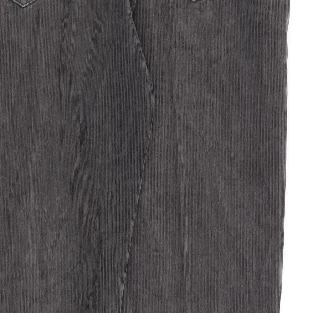 Easy Mens Grey Cotton Trousers Size 34 in L30 in Regular Zip