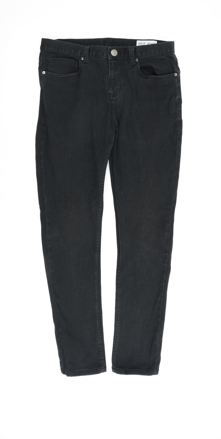 Denim & Co. Mens Black Cotton Straight Jeans Size 30 in L30 in Regular Zip