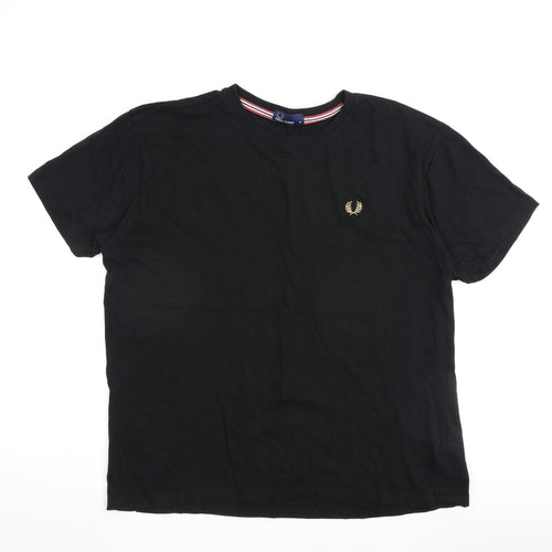 Fred Perry Mens Black Cotton T-Shirt Size XL Round Neck