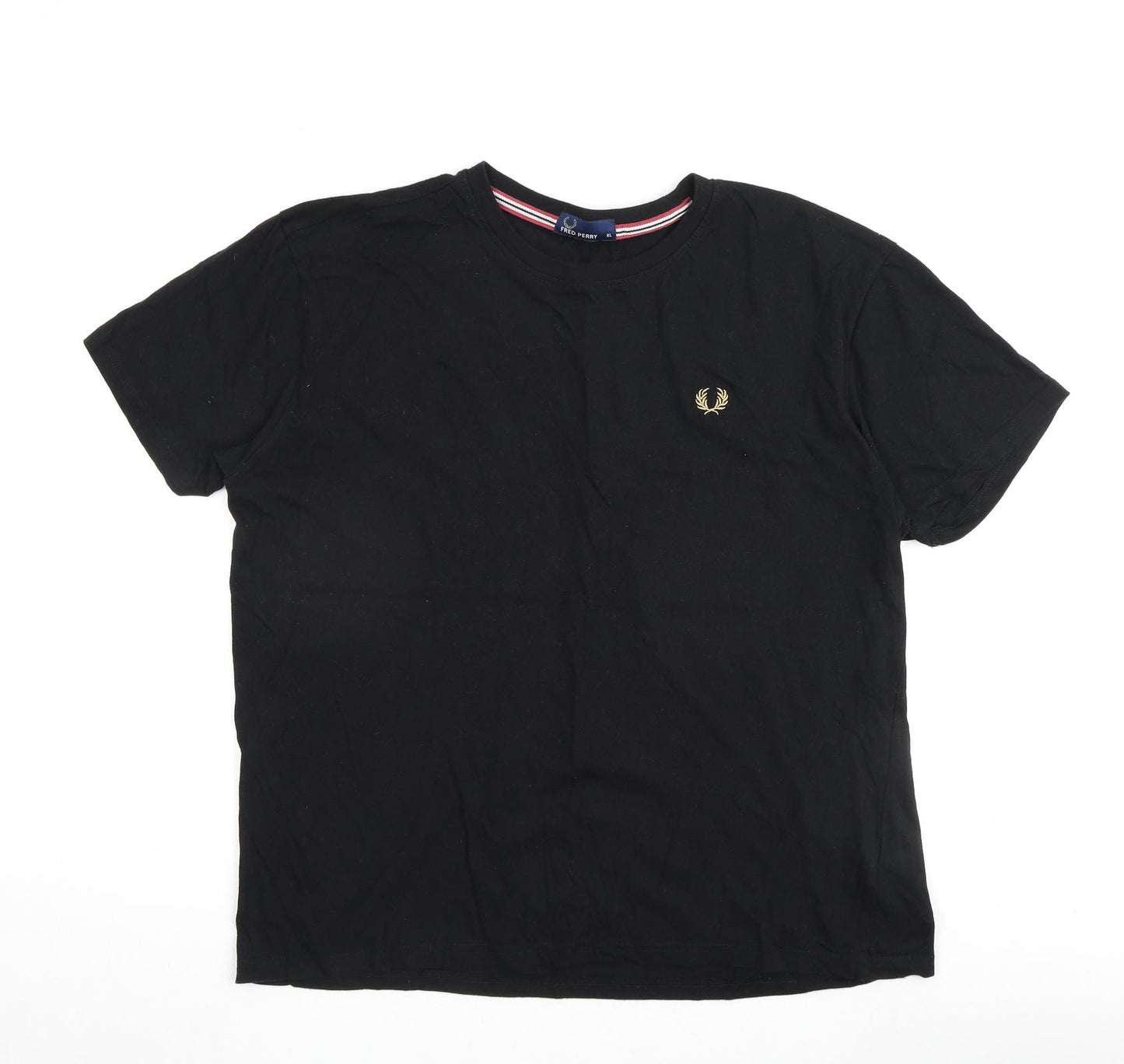 Fred Perry Mens Black Cotton T-Shirt Size XL Round Neck