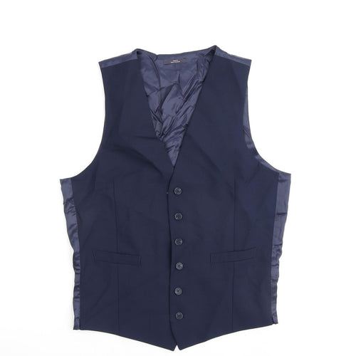 Marks and Spencer Mens Blue Wool Jacket Suit Waistcoat Size M Regular