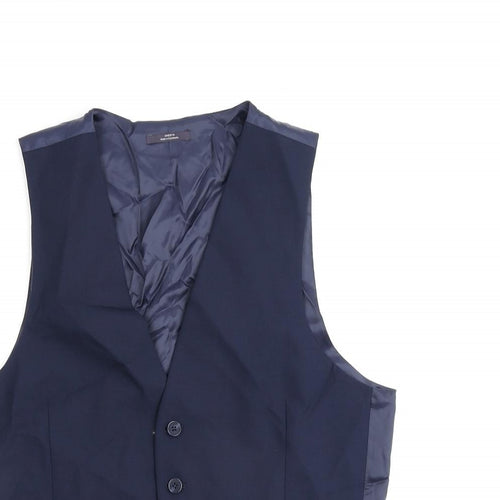 Marks and Spencer Mens Blue Wool Jacket Suit Waistcoat Size M Regular