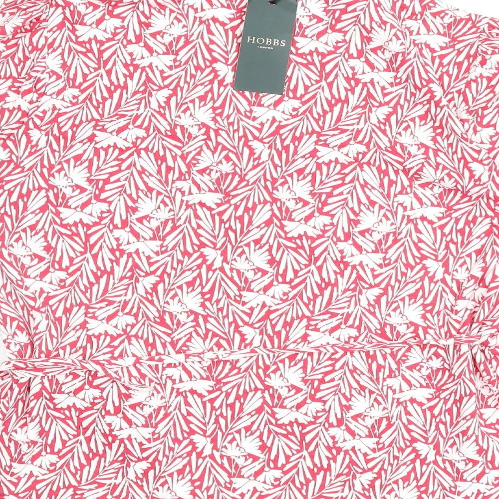 Hobbs Womens Red Floral Viscose Basic Blouse Size L V-Neck