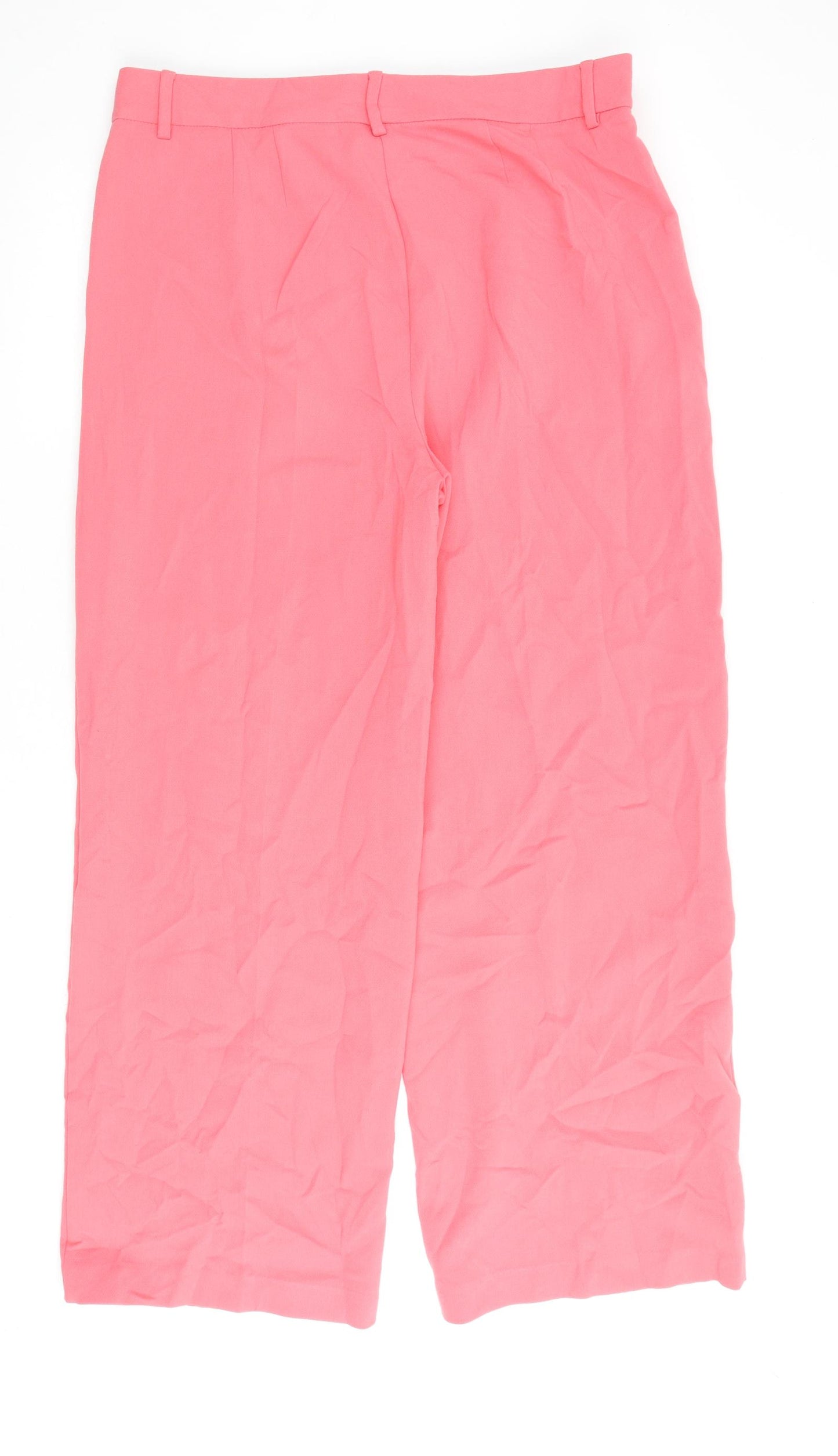 Marks and Spencer Womens Pink Polyester Trousers Size 18 L32 in Regular Zip