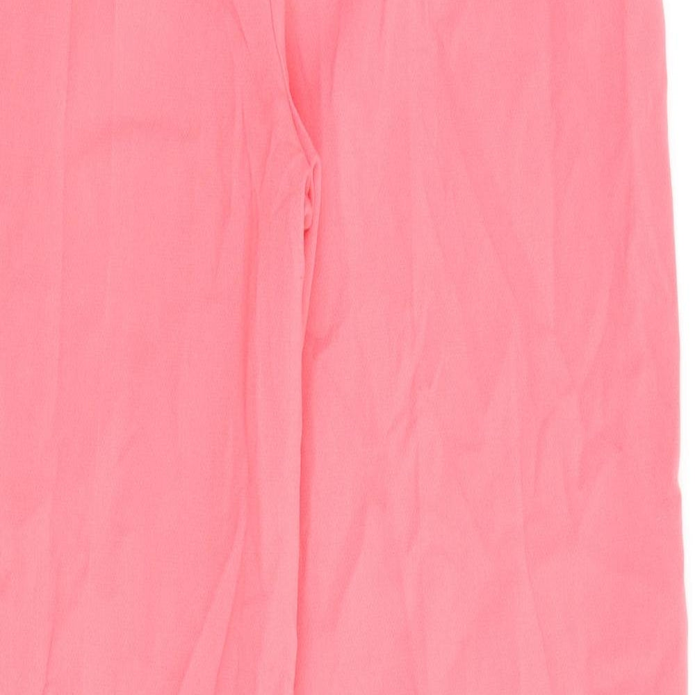 Marks and Spencer Womens Pink Polyester Trousers Size 18 L32 in Regular Zip