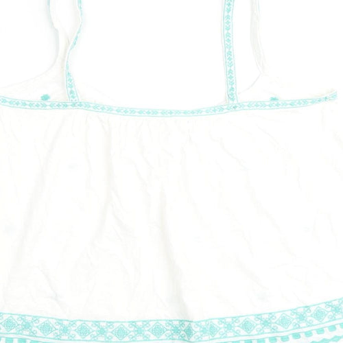 Marks and Spencer Womens Ivory Geometric Cotton Camisole Tank Size 8 Scoop Neck