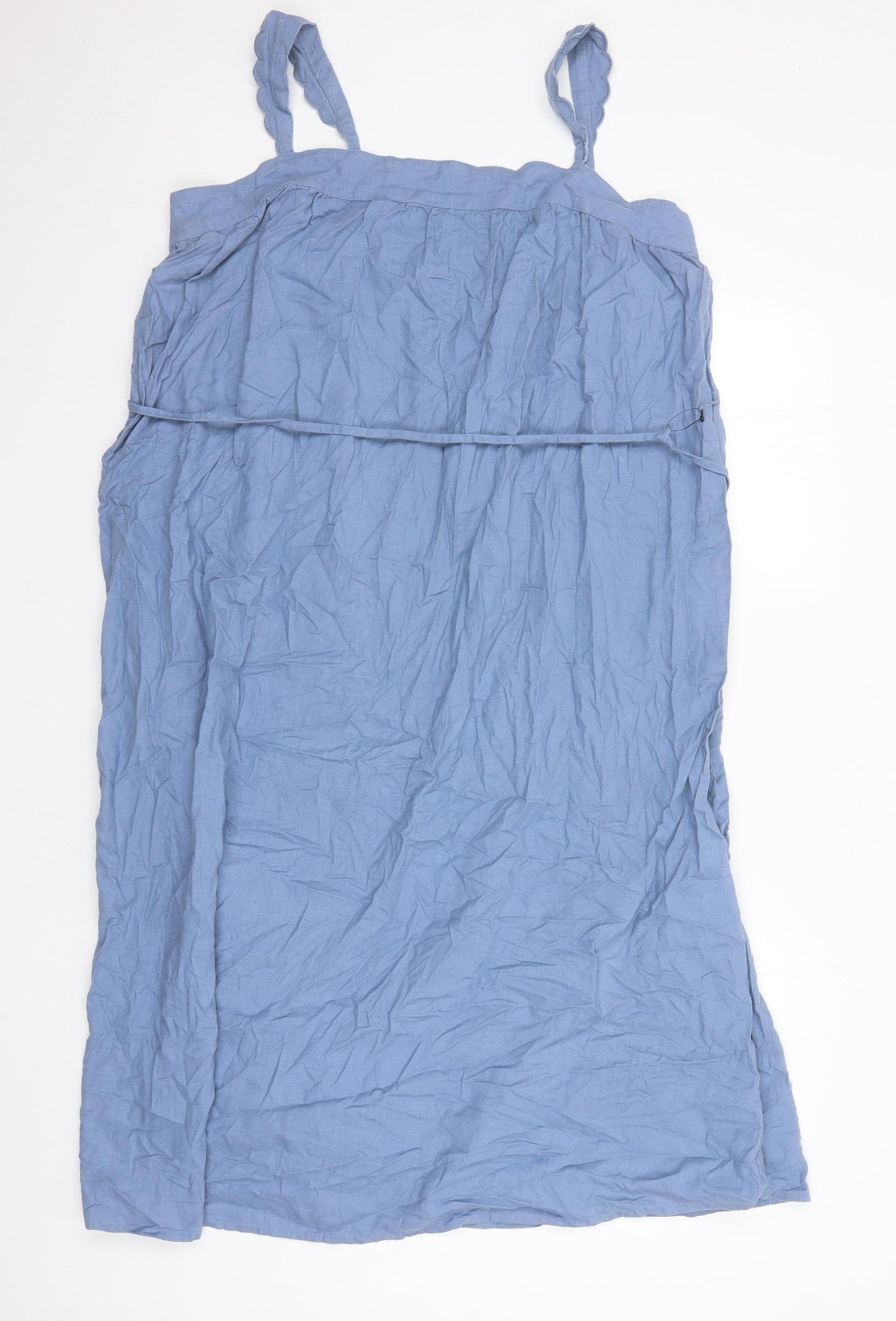 Marks and Spencer Womens Blue Viscose A-Line Size 14 Square Neck Pullover