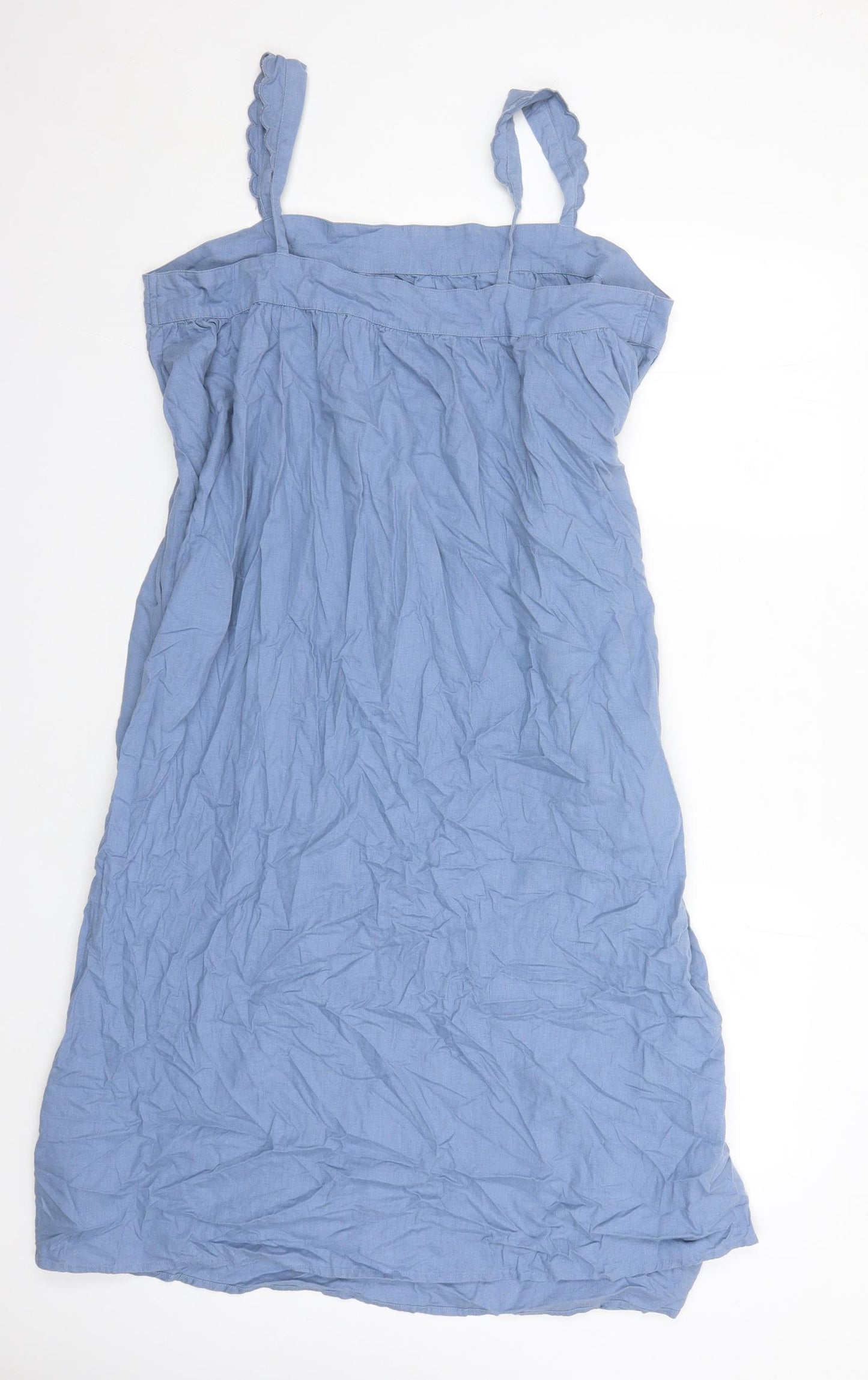 Marks and Spencer Womens Blue Viscose A-Line Size 14 Square Neck Pullover