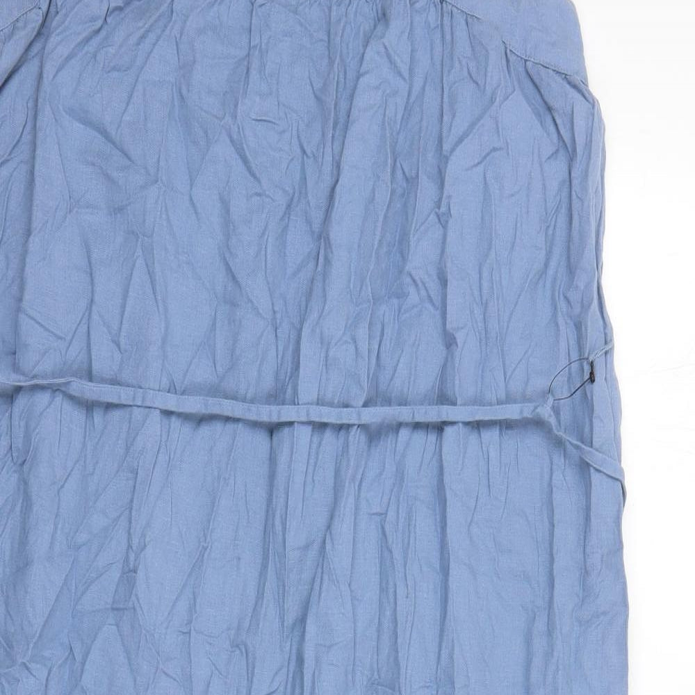 Marks and Spencer Womens Blue Viscose A-Line Size 14 Square Neck Pullover