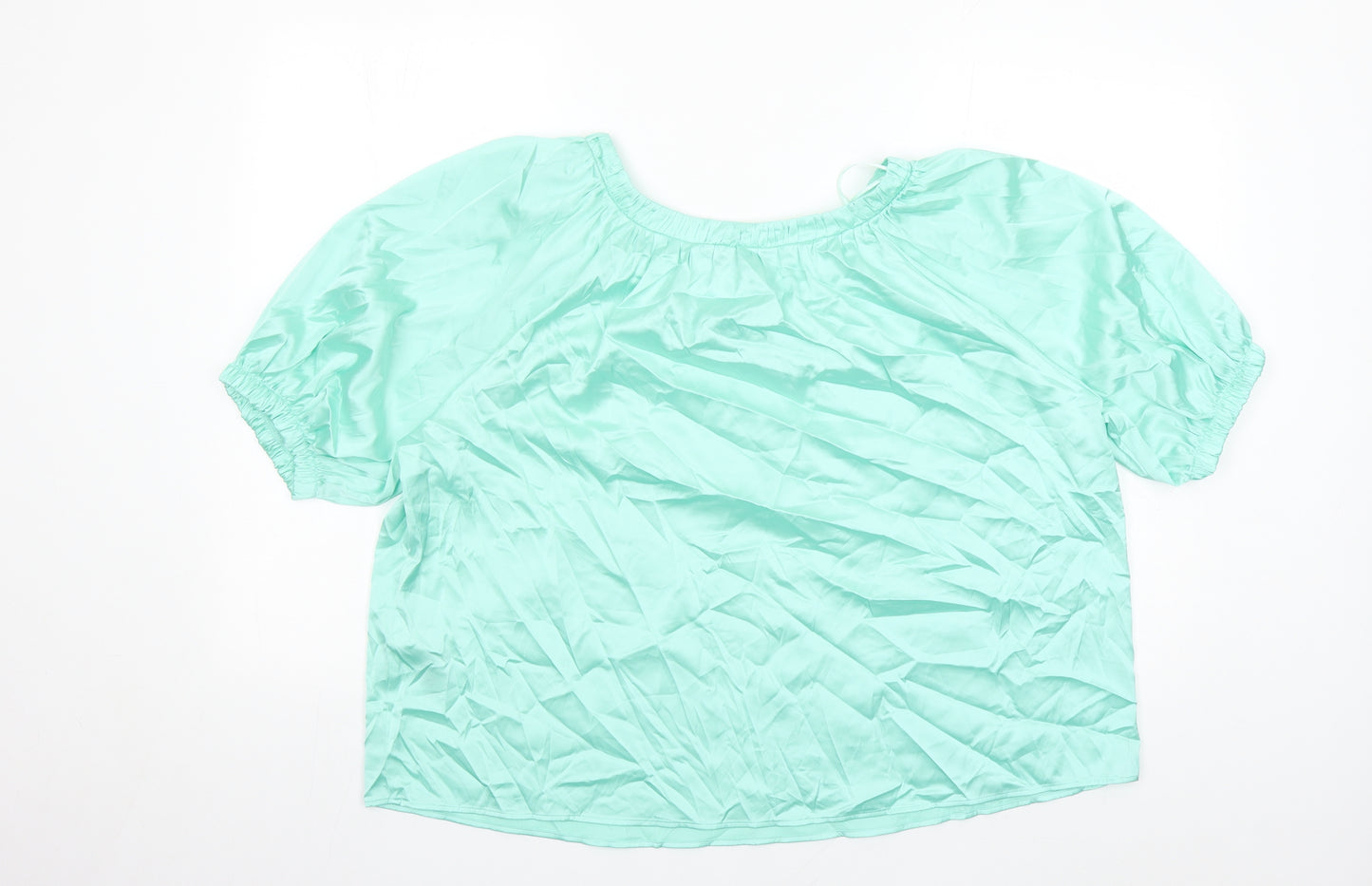 Marks and Spencer Womens Green Polyester Basic Blouse Size 14 Round Neck