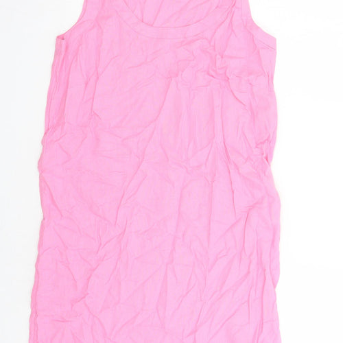 Marks and Spencer Womens Pink Flax A-Line Size 10 Round Neck Zip
