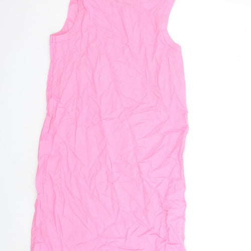 Marks and Spencer Womens Pink Flax A-Line Size 10 Round Neck Zip