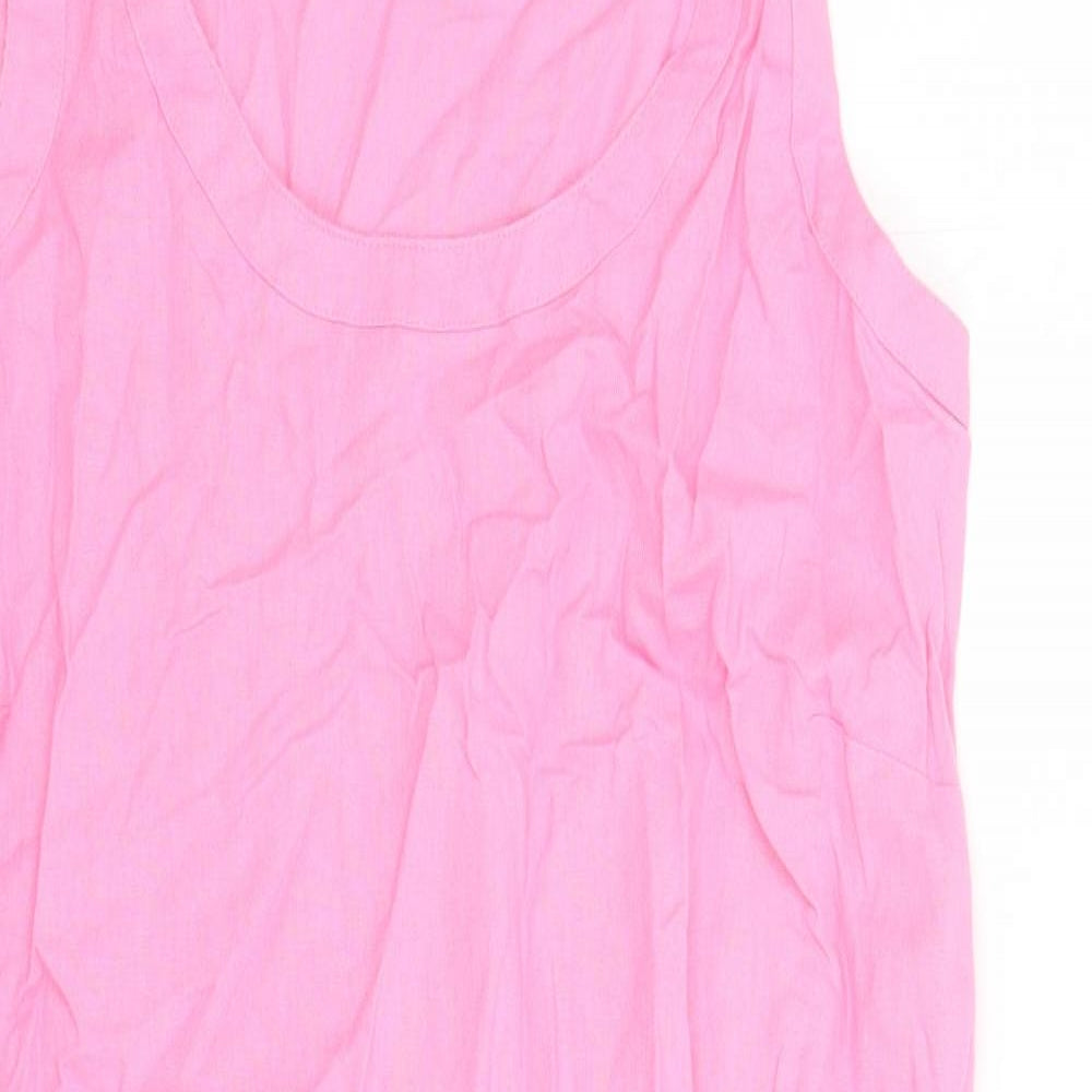 Marks and Spencer Womens Pink Flax A-Line Size 10 Round Neck Zip