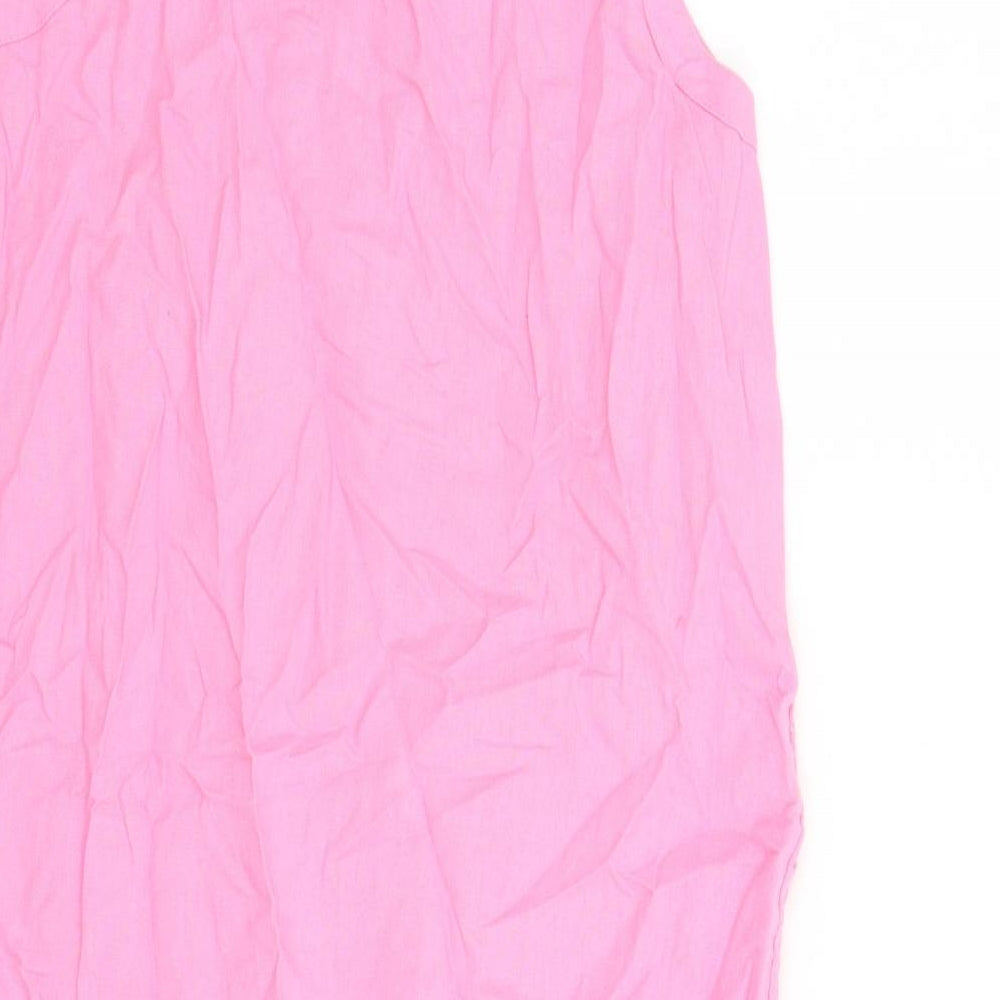 Marks and Spencer Womens Pink Flax A-Line Size 10 Round Neck Zip