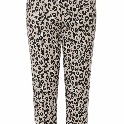 Marks and Spencer Womens Brown Animal Print Viscose Trousers Size 6 L28 in Regular Zip - Leopard Pattern