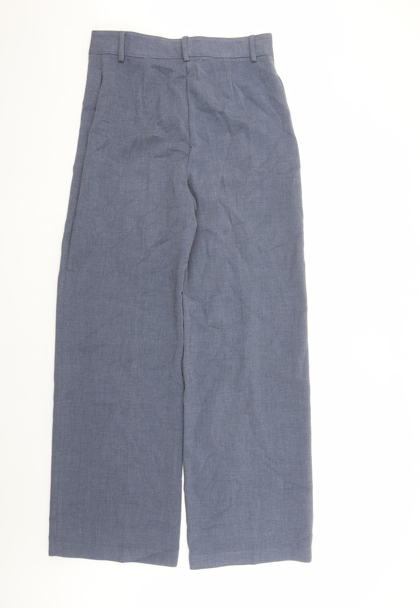 Marks and Spencer Womens Blue Polyester Trousers Size 12 L33 in Regular Zip - Long Leg