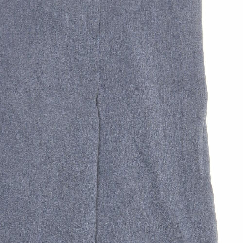 Marks and Spencer Womens Blue Polyester Trousers Size 12 L33 in Regular Zip - Long Leg