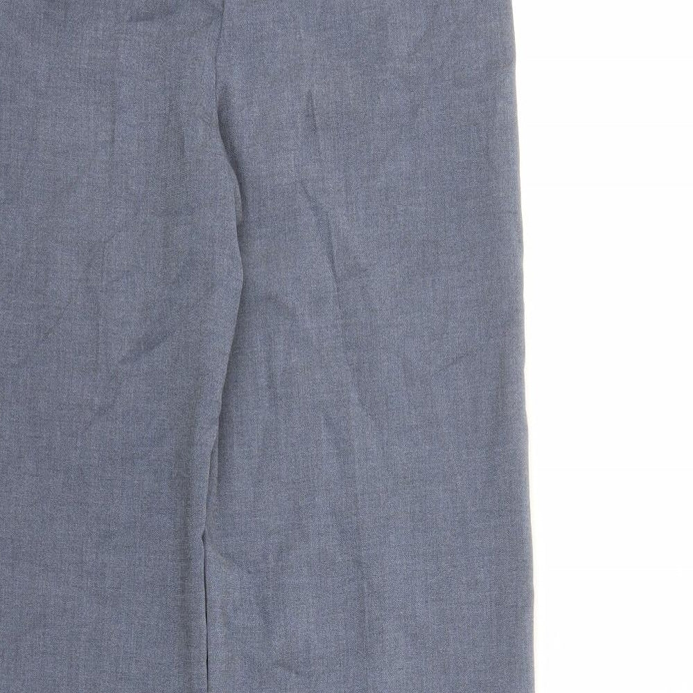 Marks and Spencer Womens Blue Polyester Trousers Size 12 L33 in Regular Zip - Long Leg
