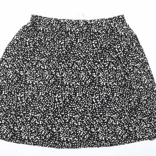 Marks and Spencer Womens Black Geometric Viscose Swing Skirt Size 22 - Elasticated Waist