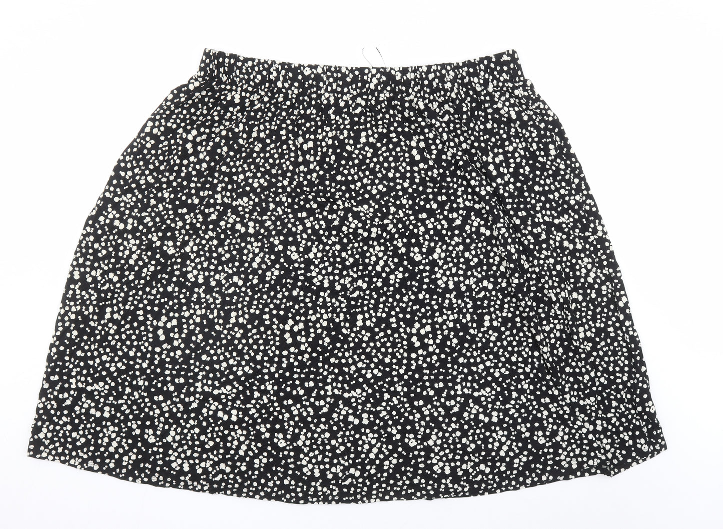 Marks and Spencer Womens Black Geometric Viscose Swing Skirt Size 22 - Elasticated Waist