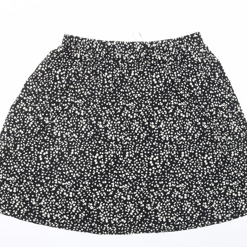 Marks and Spencer Womens Black Geometric Viscose Swing Skirt Size 22 - Elasticated Waist