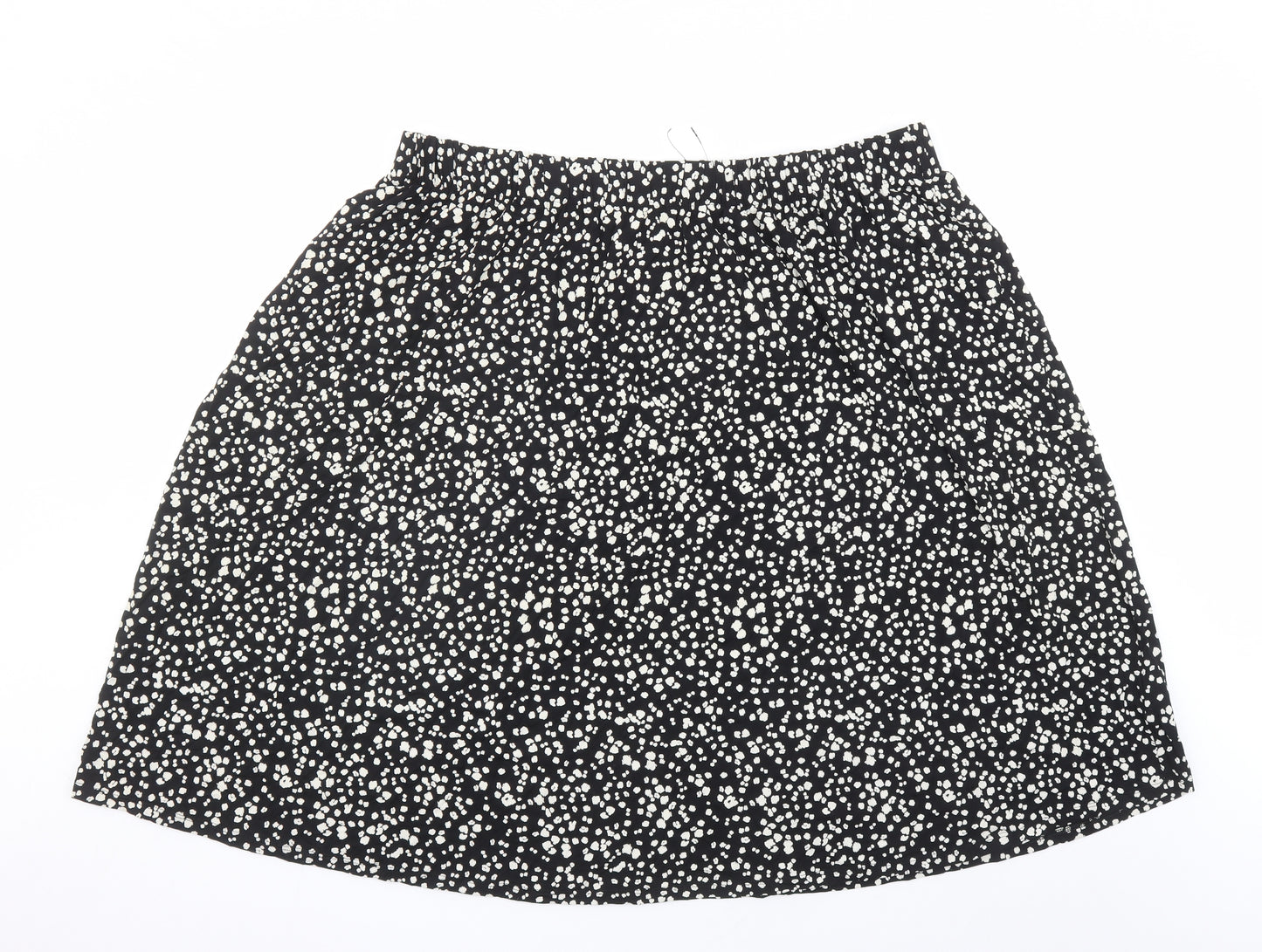 Marks and Spencer Womens Black Geometric Viscose Swing Skirt Size 22 - Elasticated Waist