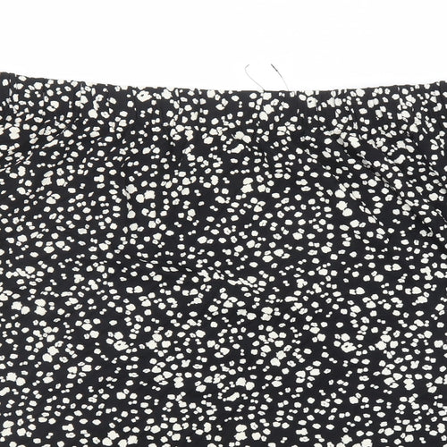 Marks and Spencer Womens Black Geometric Viscose Swing Skirt Size 22 - Elasticated Waist