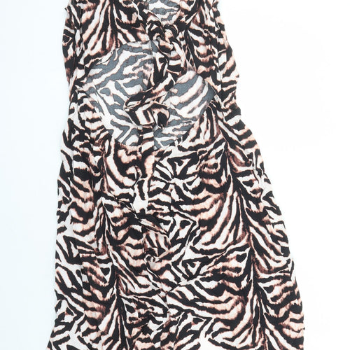 Marks and Spencer Womens Brown Animal Print Viscose Maxi Size 24 V-Neck Pullover - Tiger Pattern