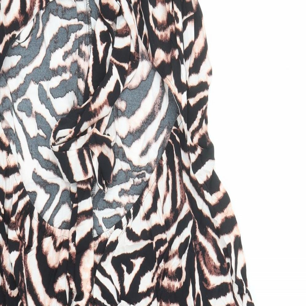 Marks and Spencer Womens Brown Animal Print Viscose Maxi Size 24 V-Neck Pullover - Tiger Pattern