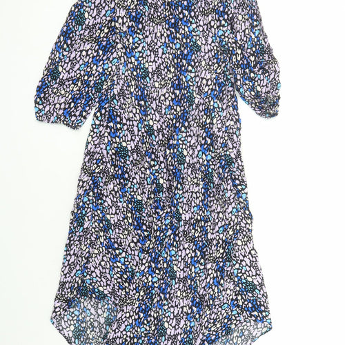 Marks and Spencer Womens Multicoloured Animal Print Viscose Trapeze & Swing Size 10 Round Neck Zip - Leopard Pattern