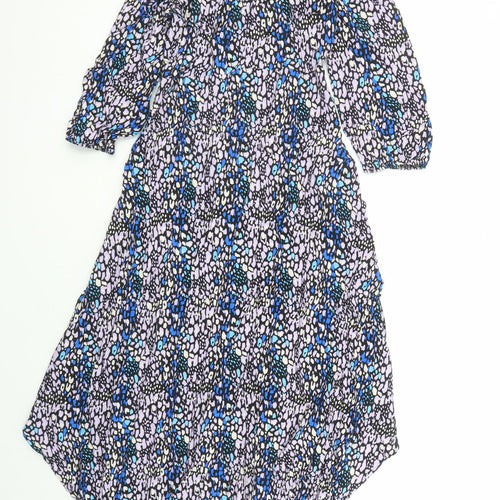 Marks and Spencer Womens Multicoloured Animal Print Viscose Trapeze & Swing Size 10 Round Neck Zip - Leopard Pattern