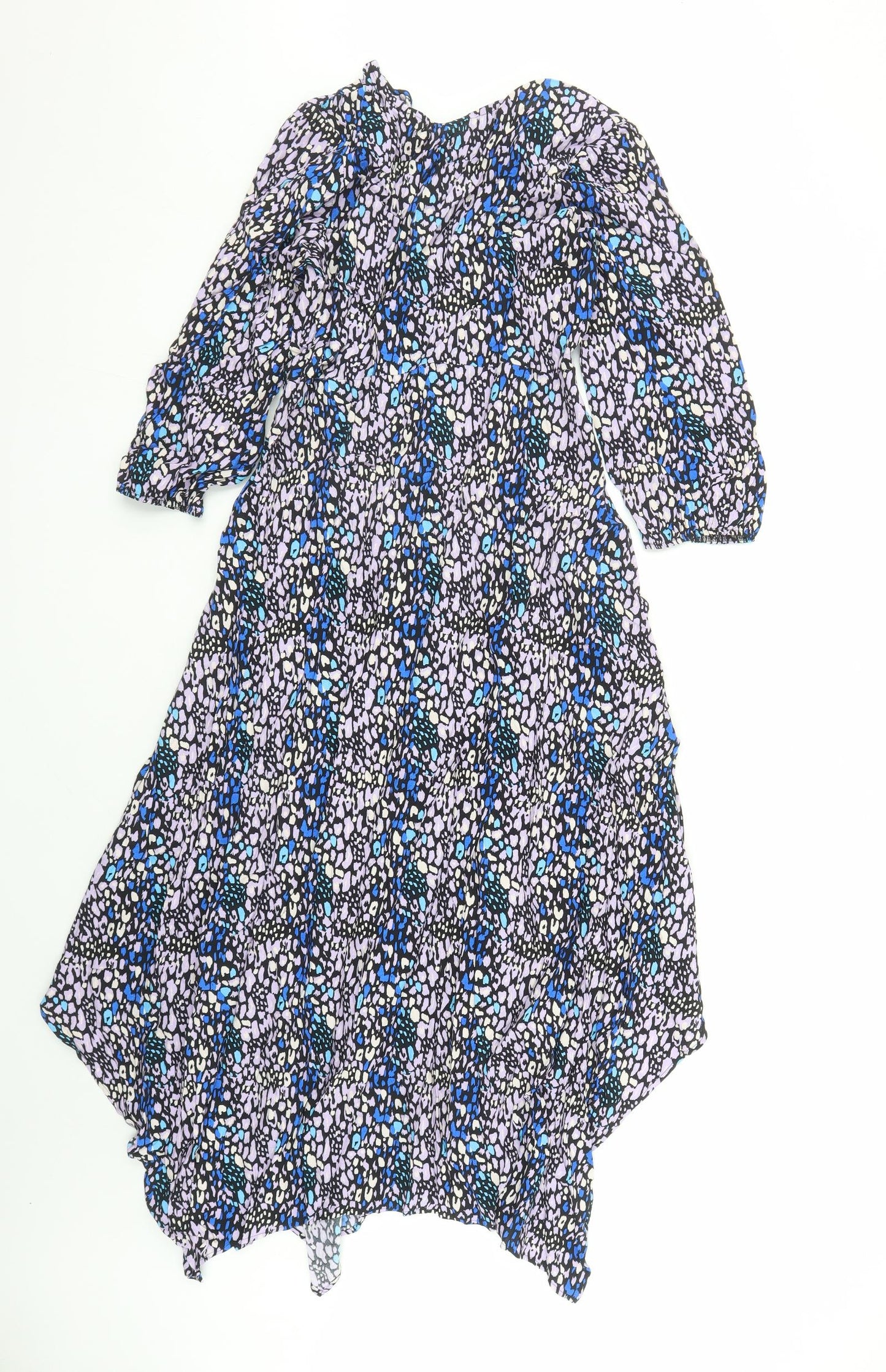 Marks and Spencer Womens Multicoloured Animal Print Viscose Trapeze & Swing Size 10 Round Neck Zip - Leopard Pattern
