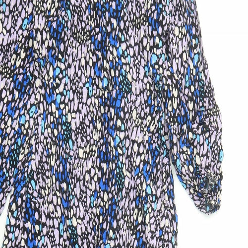 Marks and Spencer Womens Multicoloured Animal Print Viscose Trapeze & Swing Size 10 Round Neck Zip - Leopard Pattern