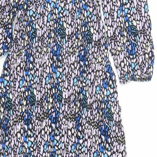Marks and Spencer Womens Multicoloured Animal Print Viscose Trapeze & Swing Size 10 Round Neck Zip - Leopard Pattern