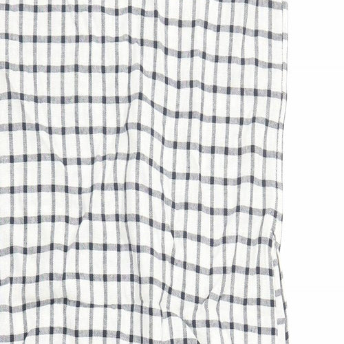 Marks and Spencer Womens White Check Flax A-Line Size 6 V-Neck Zip