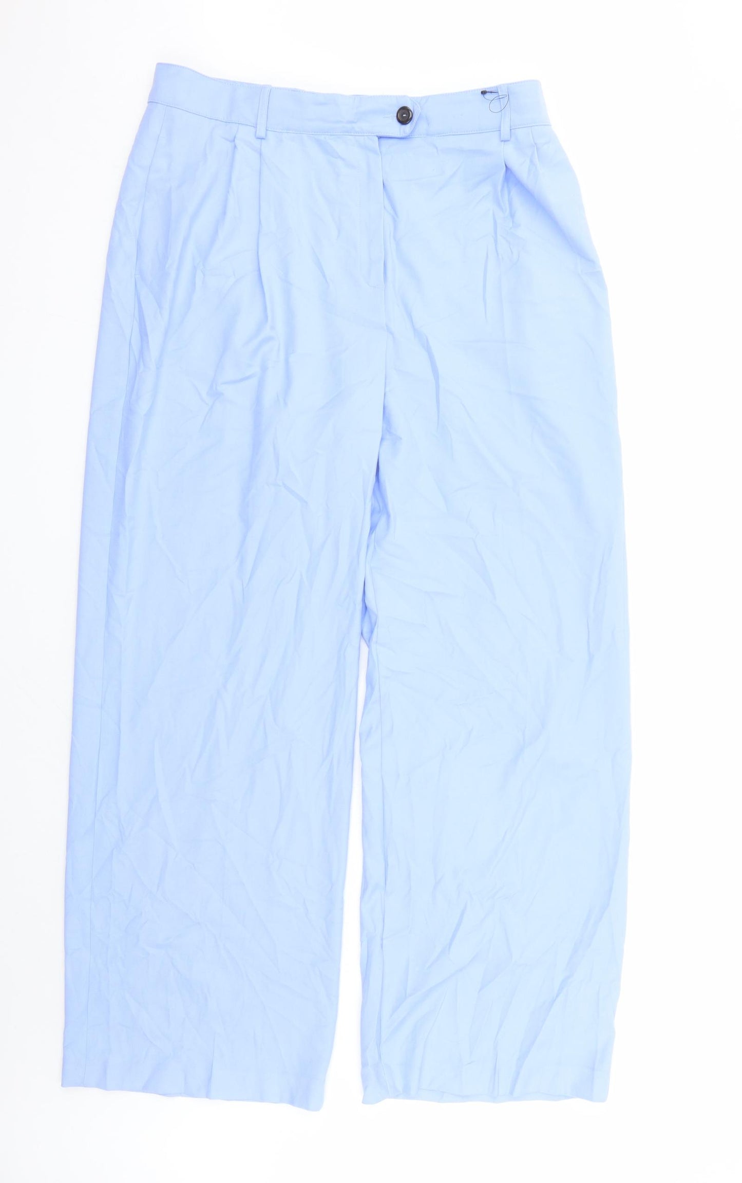 Marks and Spencer Womens Blue Polyester Trousers Size 16 L33 in Regular Zip