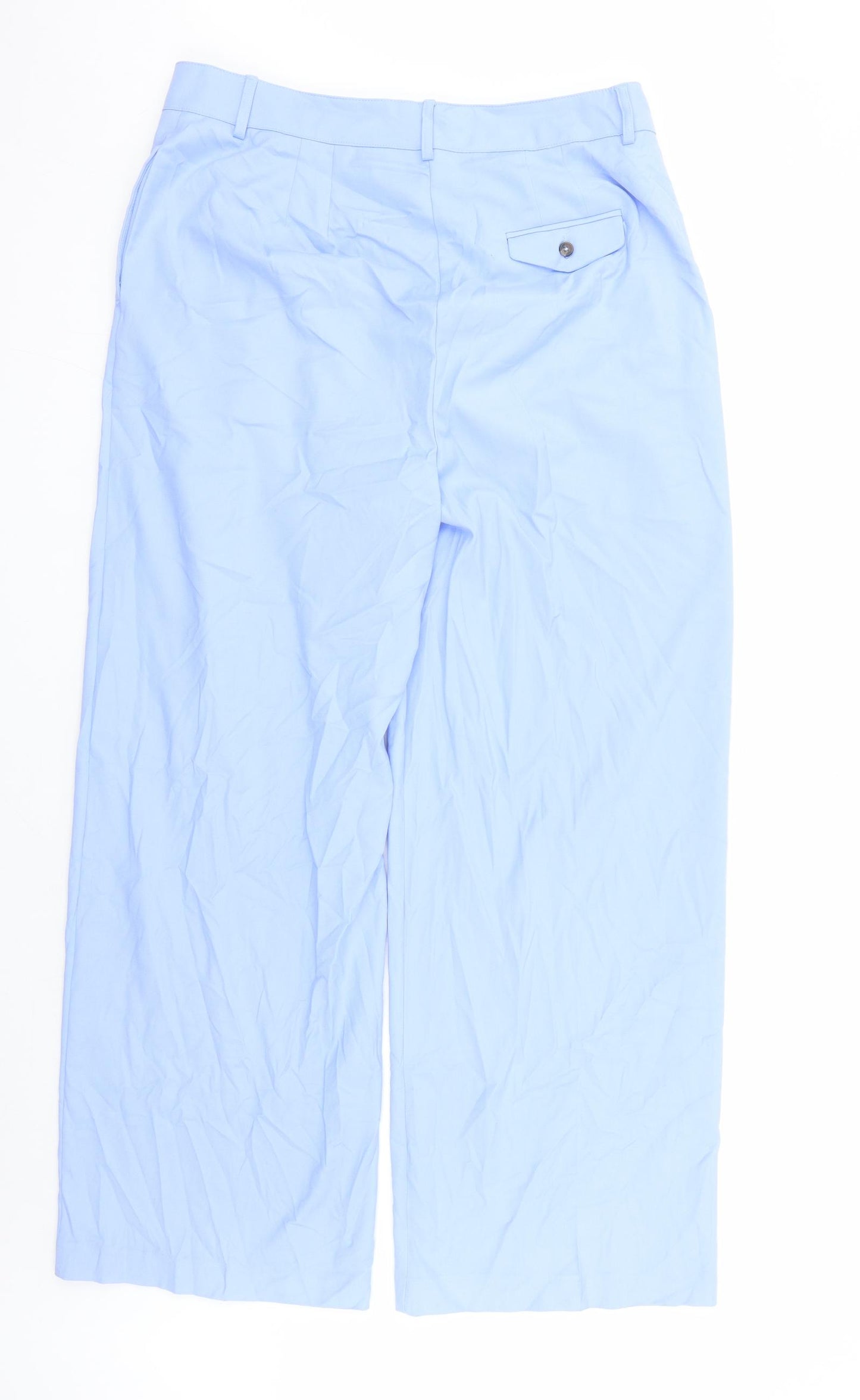 Marks and Spencer Womens Blue Polyester Trousers Size 16 L33 in Regular Zip