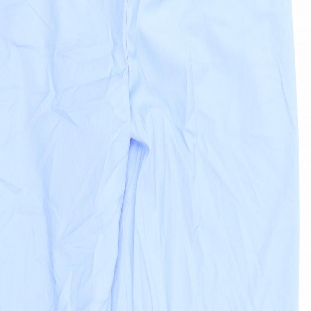 Marks and Spencer Womens Blue Polyester Trousers Size 16 L33 in Regular Zip