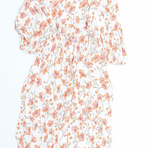 Per Una Womens Multicoloured Floral Viscose Wrap Dress Size 6 V-Neck Button