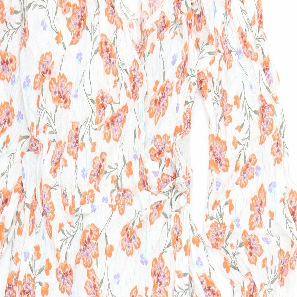 Per Una Womens Multicoloured Floral Viscose Wrap Dress Size 6 V-Neck Button
