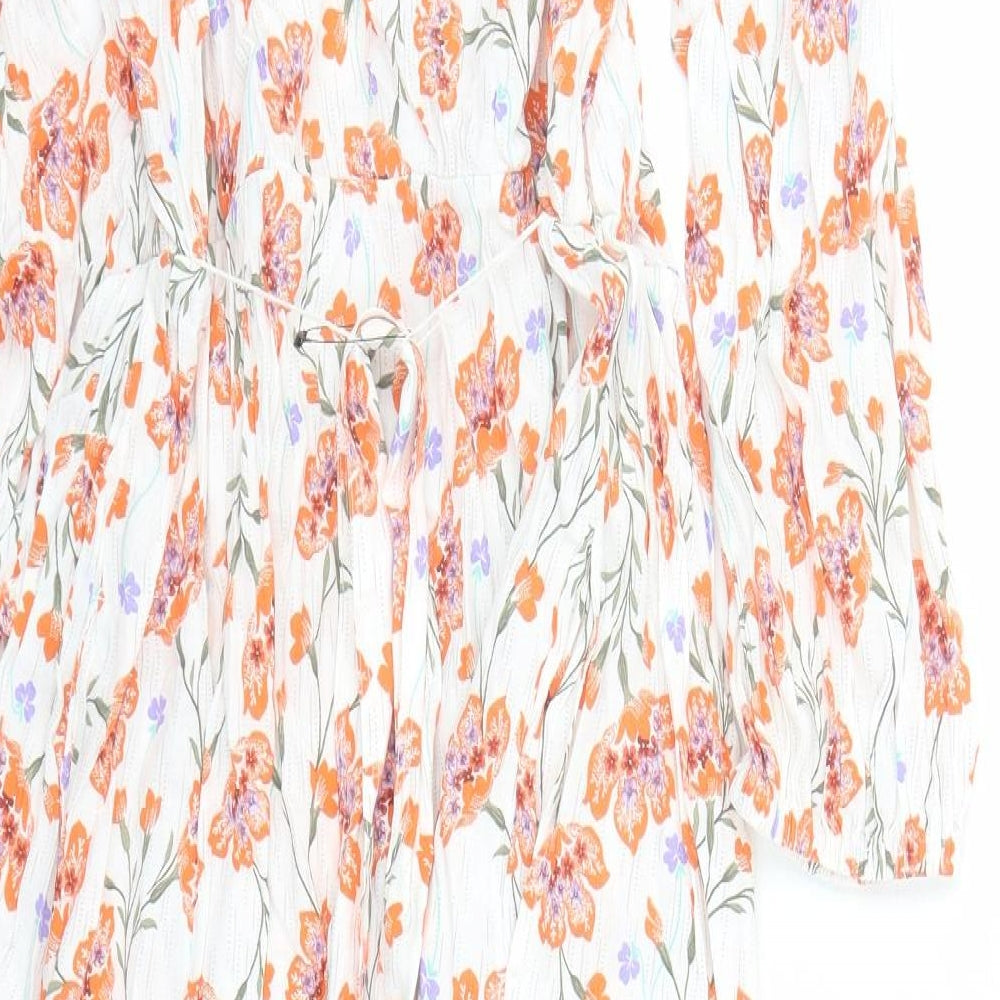 Per Una Womens Multicoloured Floral Viscose Wrap Dress Size 6 V-Neck Button