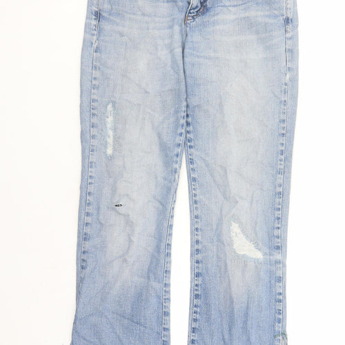 Iceberg Womens Blue Cotton Straight Jeans Size 28 in L28 in Regular Zip - Side Split Detail