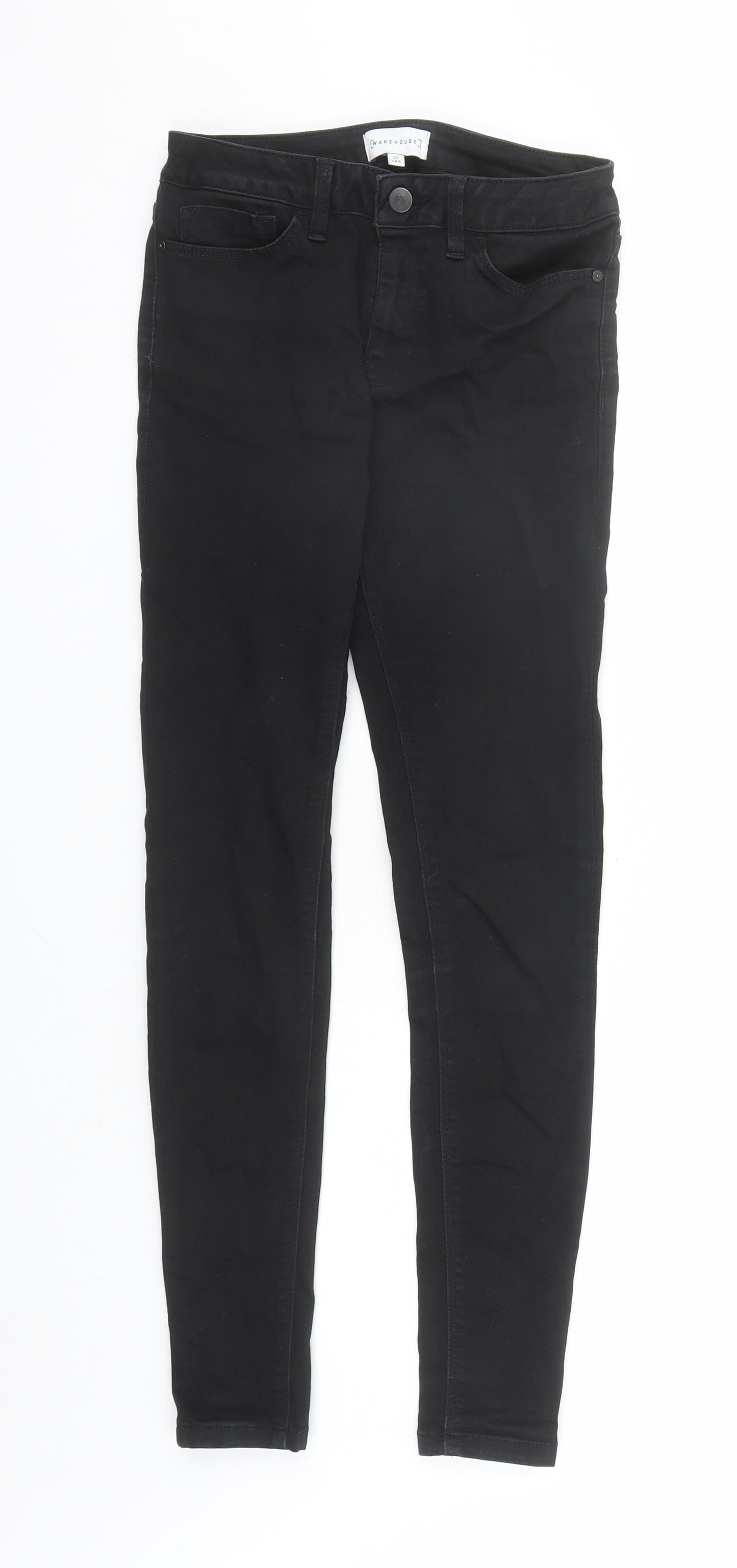 Warehouse Womens Black Cotton Skinny Jeans Size 6 L27 in Regular Zip