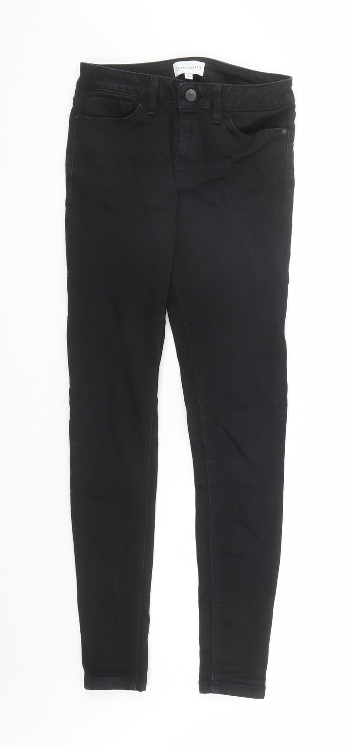 Warehouse Womens Black Cotton Skinny Jeans Size 6 L27 in Regular Zip